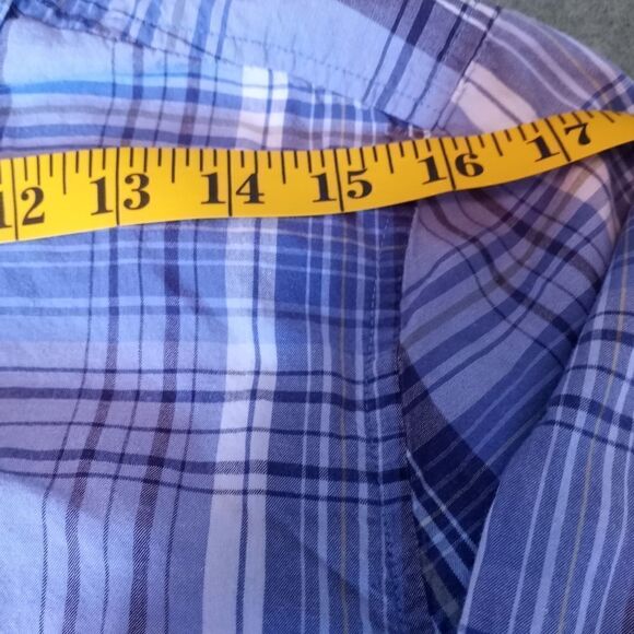 Liz & Co XL Button U Top 3/4 Sleeve Check Pockets GrayLightweight Women's Shirt. - Picture 2 of 5